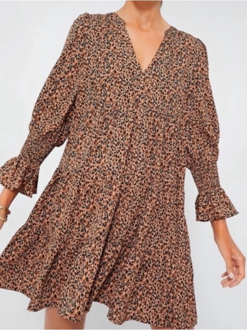 Tuckernuck Pomander Place Leopard Print V-Neck long sleeve Dress